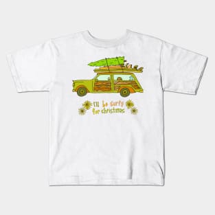 ill be surfy for christmas // retro surf art for surfy birdy Kids T-Shirt